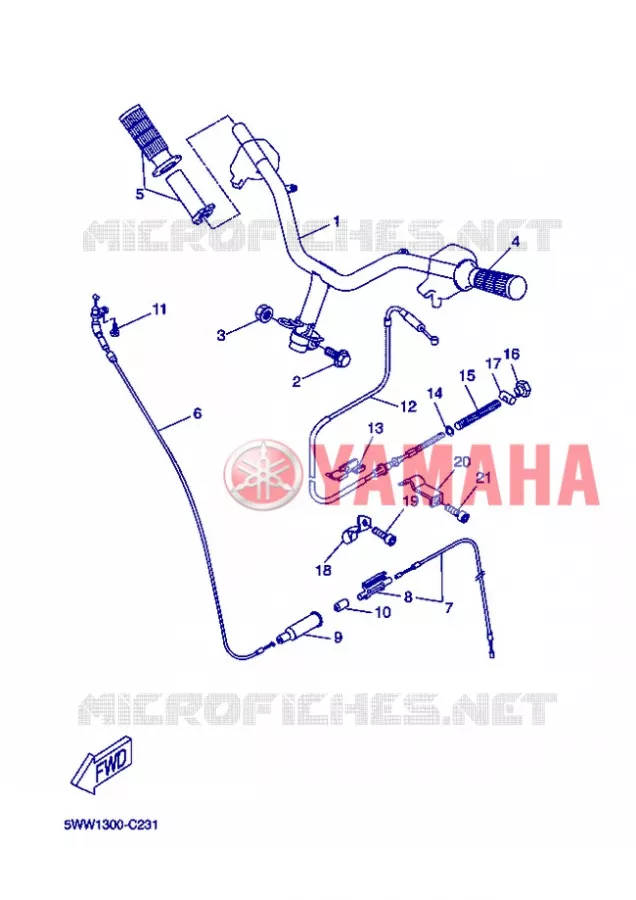 GUIDON ET CABLES Yamaha SCOOTER 50 2004 BOOSTER  CW50