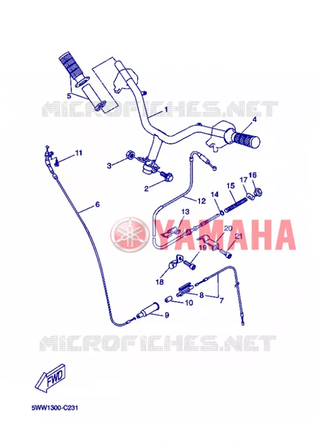 GUIDON ET CABLES Yamaha SCOOTER 50 2005 BOOSTER  CW50
