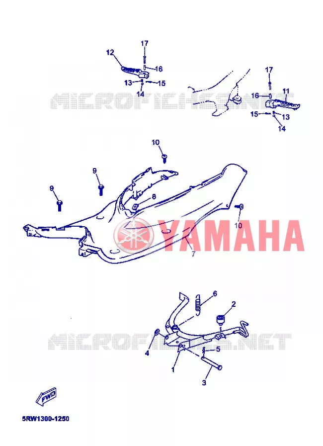 SUPPORT / REPOSE PIEDS Yamaha SCOOTER 50 2005 MACH  CS50 MACH G AIR
