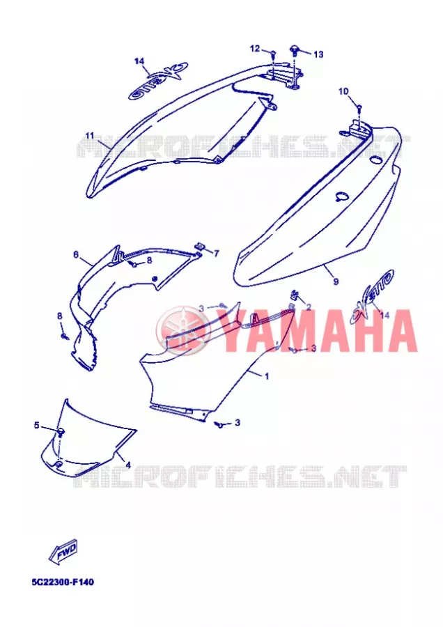 COUVERCLE LATERAL Yamaha SCOOTER 50 2008 OVETTO  YN50 OVETTO