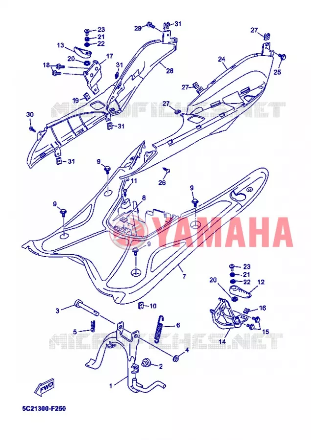 SUPPORT / REPOSE PIEDS Yamaha SCOOTER 50 2008 OVETTO  YN50 OVETTO