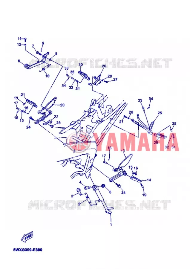 SUPPORT / REPOSE PIEDS Yamaha MOTO 50 2007 XPOWER  TZR50 X-POWER