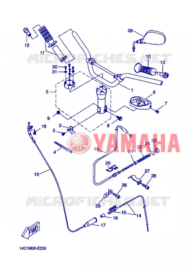 GUIDON ET CABLES Yamaha SCOOTER 50 2006 BOOSTER  CW50L BOOSTER