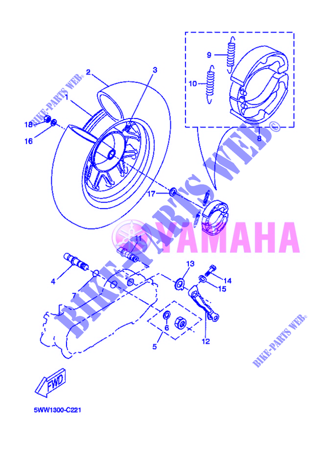ROUE ARRIERE pour Yamaha BOOSTER NAKED de 2007