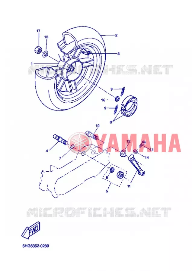 ROUE ARRIERE Yamaha SCOOTER 50 2004 ROCKET  CW50RSP POWER ROCKET