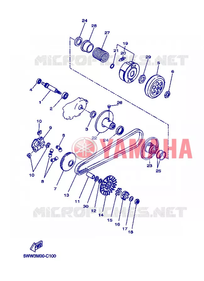 EMBRAYAGE DE DEMARREUR Yamaha SCOOTER 50 2006 ROCKET  CW50RSP POWER ROCKET
