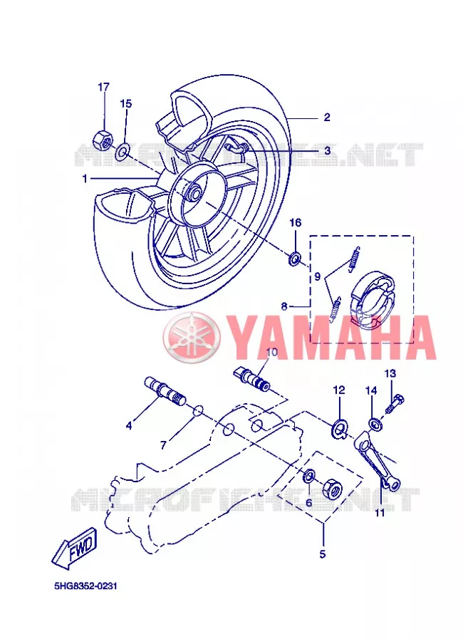 ROUE ARRIERE Yamaha SCOOTER 50 2006 ROCKET  CW50RSP POWER ROCKET