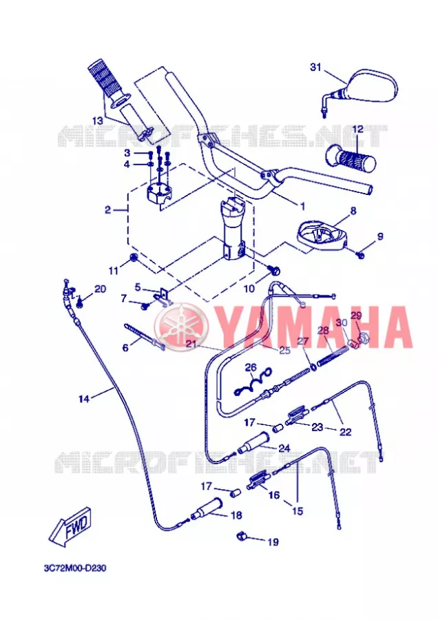 GUIDON ET CABLES Yamaha SCOOTER 50 2008 STUNT  EW50N