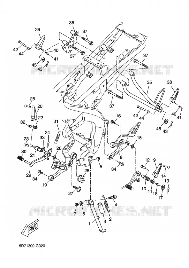 SUPPORT / REPOSE PIEDS Yamaha MOTO 125 2009 R125  YZF-R125