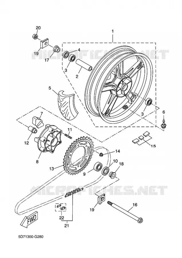 ROUE ARRIERE Yamaha MOTO 125 2009 R125  YZF-R125