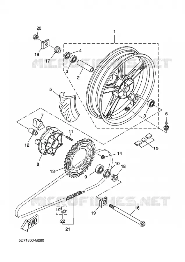 ROUE ARRIERE Yamaha MOTO 125 2011 R125  YZF-R125