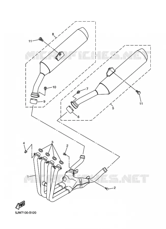 ECHAPPEMENT Yamaha MOTO 1300 2009 FJR AS ABS  FJR1300AS