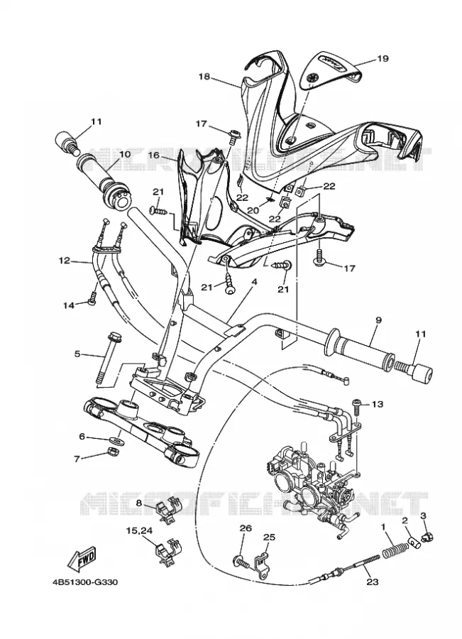 GUIDON ET CABLES Yamaha SCOOTER 500 2009 TMAX  XP500 TMAX