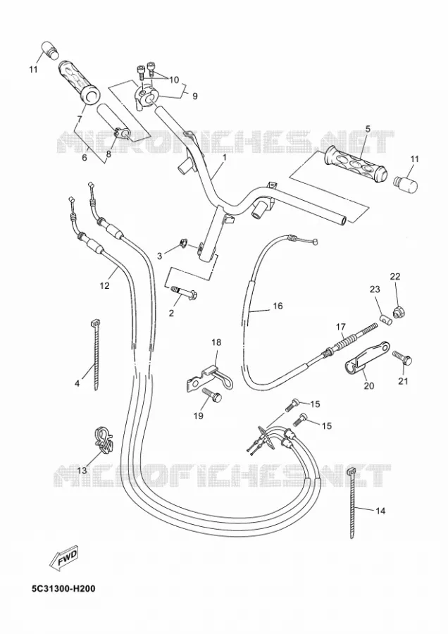 GUIDON ET CABLES Yamaha SCOOTER 50 2009 OVETTO 4T  YN50F OVETTO
