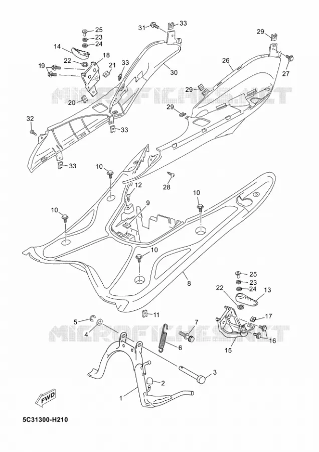SUPPORT / REPOSE PIEDS Yamaha SCOOTER 50 2009 OVETTO 4T  YN50F OVETTO