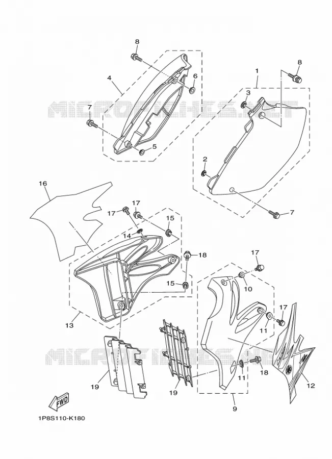 COUVERCLE LATERAL Yamaha MOTO 250 2011 YZ  YZ250