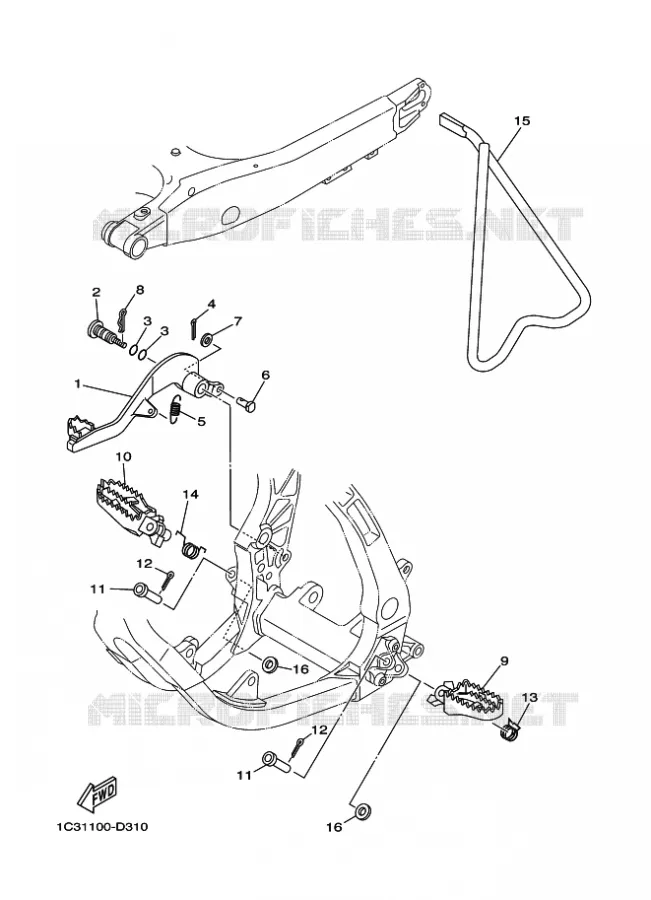 SUPPORT / REPOSE PIEDS Yamaha MOTO 250 2011 YZ  YZ250