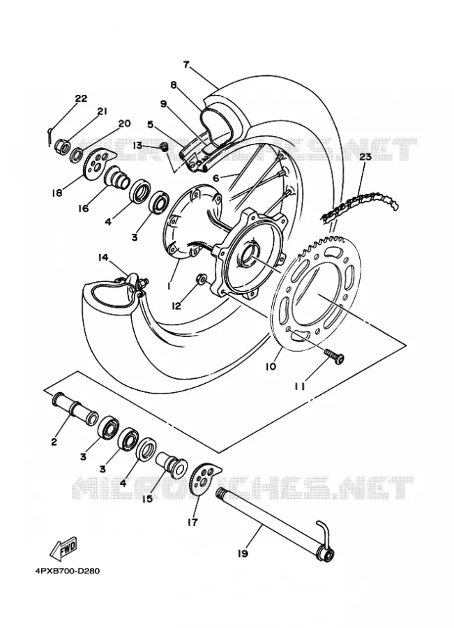 ROUE ARRIERE Yamaha MOTO 250 2009 TTR  TT250R