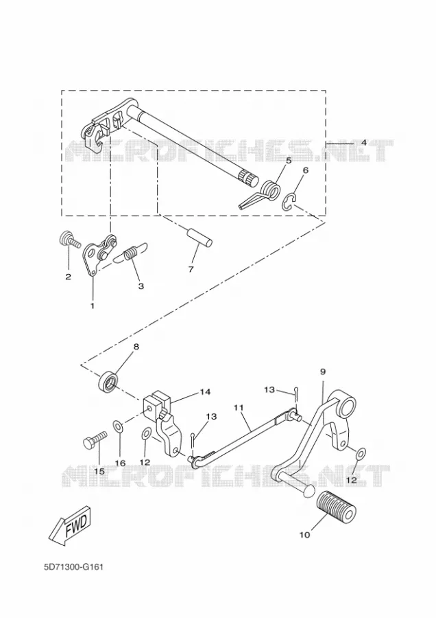 AXE DE SELECTEUR / PEDALE Yamaha MOTO 125 2009 R125  YZF-R125