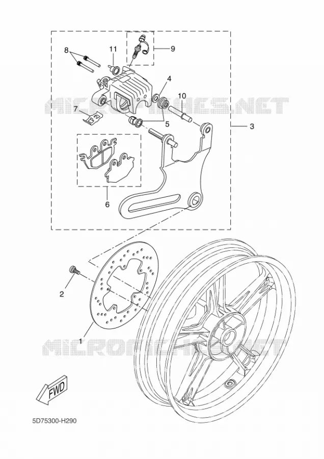 ETRIER DE FREIN ARRIERE Yamaha MOTO 125 2009 R125  YZF-R125