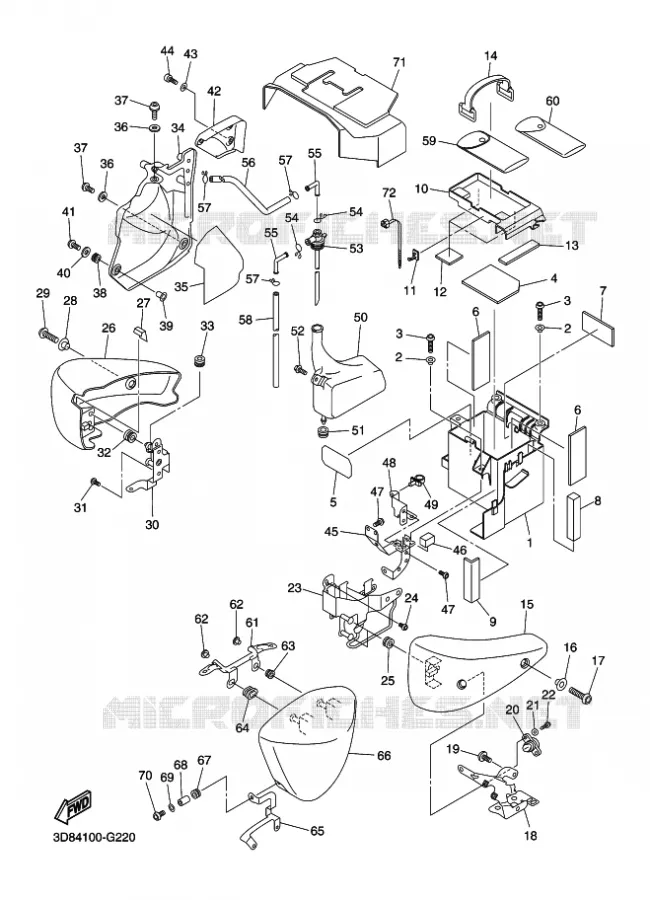 COUVERCLE LATERAL Yamaha MOTO 1300 2009 MIDNIGHT STAR  XVS1300A MIDNIGHT STAR
