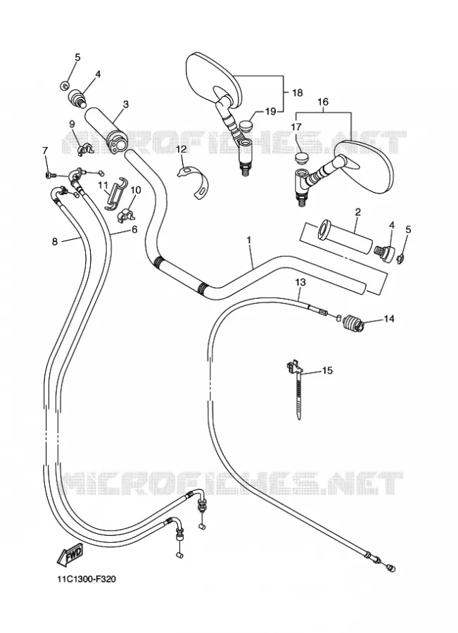 GUIDON ET CABLES Yamaha MOTO 1300 2009 MIDNIGHT STAR  XVS1300A MIDNIGHT STAR