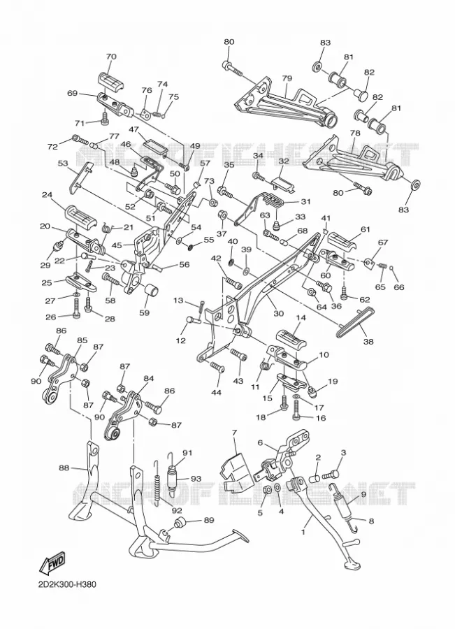 SUPPORT / REPOSE PIEDS Yamaha MOTO 1300 2009 FJR ABS  FJR1300A