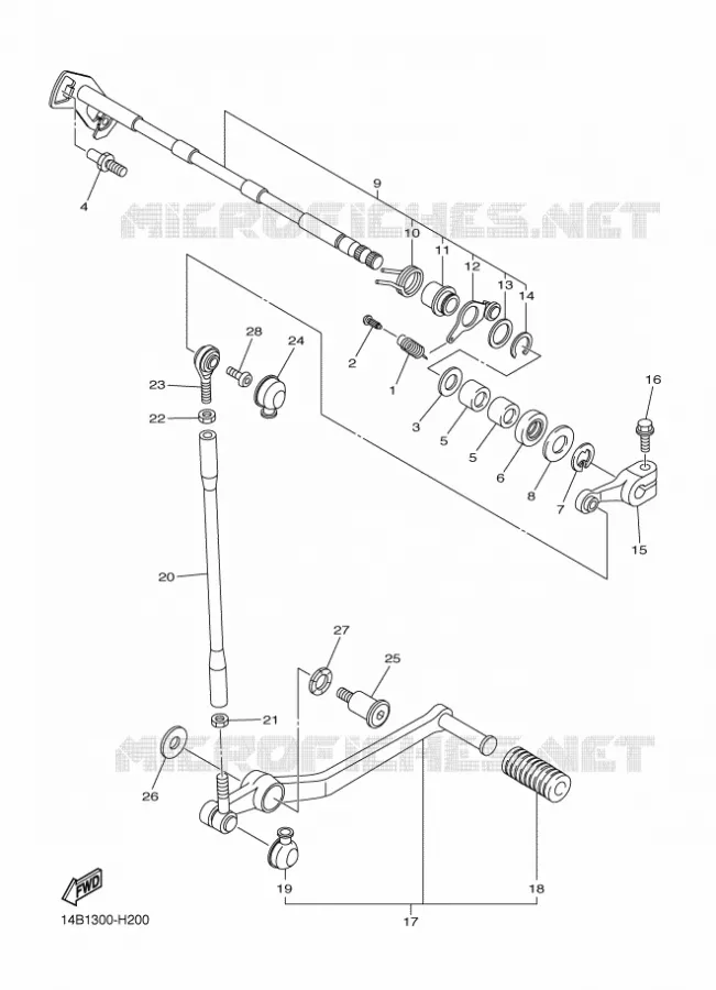 AXE DE SELECTEUR / PEDALE Yamaha MOTO 1000 2009 R1  YZF-R1 R1