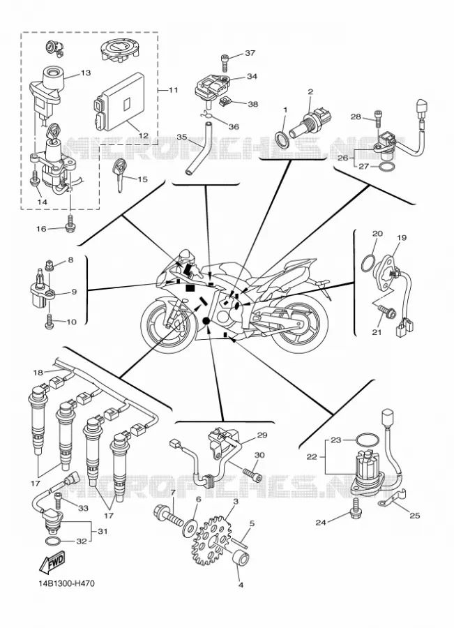 PARTIE ELECTRIQUE 1 Yamaha MOTO 1000 2009 R1  YZF-R1 R1