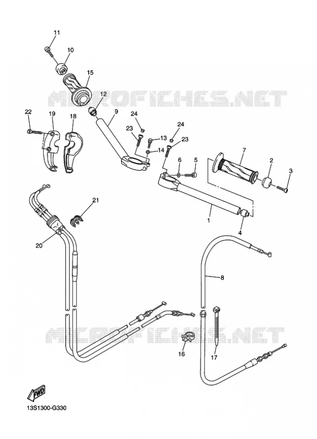 GUIDON ET CABLES Yamaha MOTO 600 2013 R6  YZF-R6