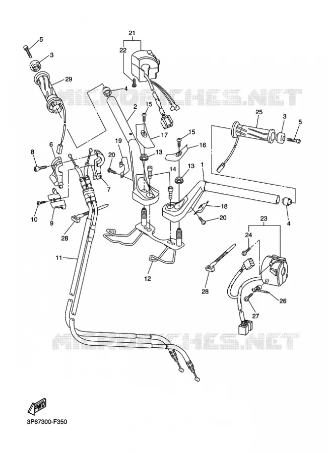GUIDON ET CABLES Yamaha MOTO 1300 2009 FJR ABS  FJR1300A