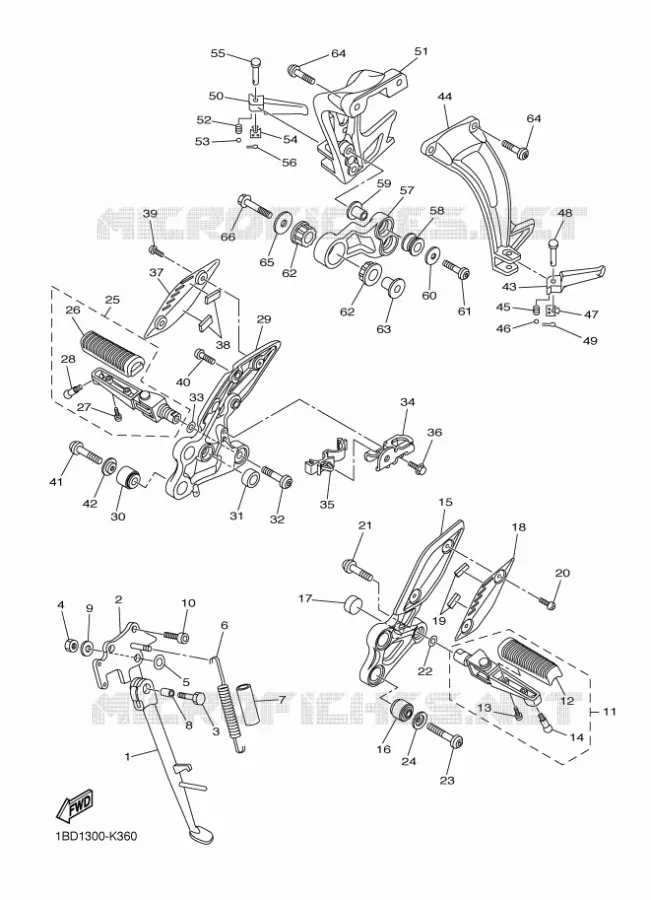 SUPPORT / REPOSE PIEDS Yamaha MOTO 800 2013 FAZER ABS  FZ8-SA