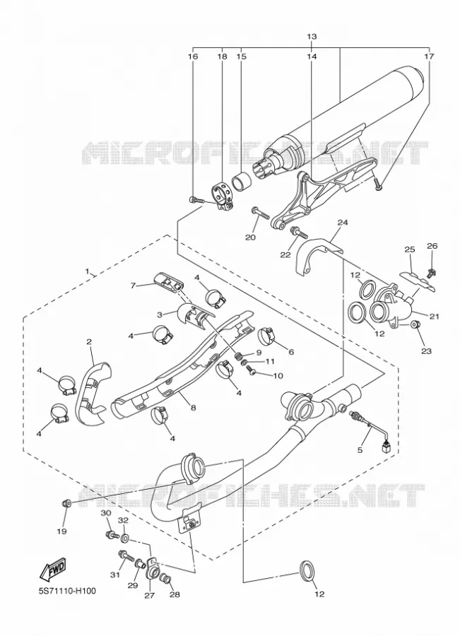 ECHAPPEMENT Yamaha MOTO 950 2009 MIDNIGHT STAR  XVS950A
