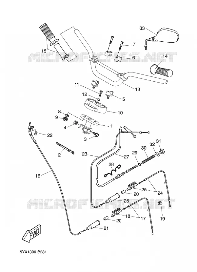GUIDON ET CABLES Yamaha SCOOTER 50 2009 SLIDER  EW50N SLIDER