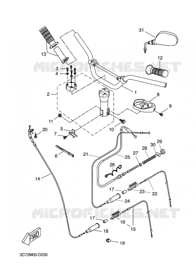 GUIDON ET CABLES Yamaha SCOOTER 50 2009 STUNT NAKED  EW50N STUNT NAKED