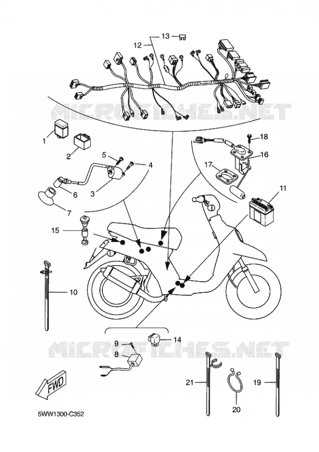 PARTIE ELECTRIQUE 2 Yamaha SCOOTER 50 2009 BOOSTER  CW50 BW'S