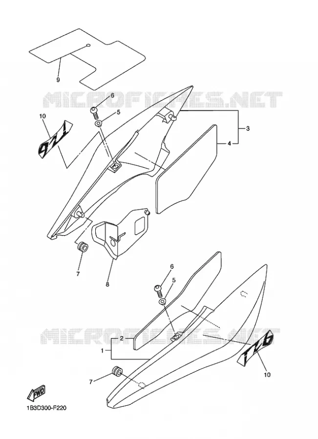 COUVERCLE LATERAL Yamaha MOTO 600 2009 FZ6 S2 ABS  FZ6-NAHG FZ6