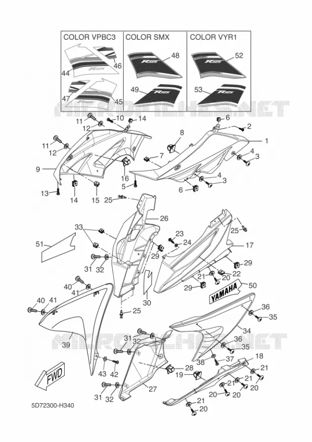 CARENAGES 1  Yamaha MOTO 125 2009 R125  YZF-R125