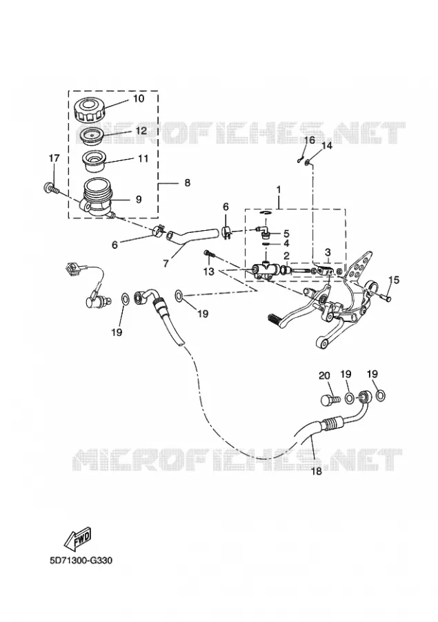 MAITRE CYLINDRE DE FREIN ARRIERE Yamaha MOTO 125 2009 R125  YZF-R125