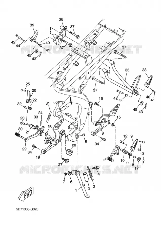 SUPPORT / REPOSE PIEDS Yamaha MOTO 125 2009 R125  YZF-R125
