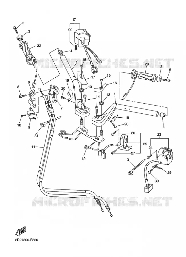 GUIDON ET CABLES Yamaha MOTO 1300 2010 FJR AS  FJR1300AS