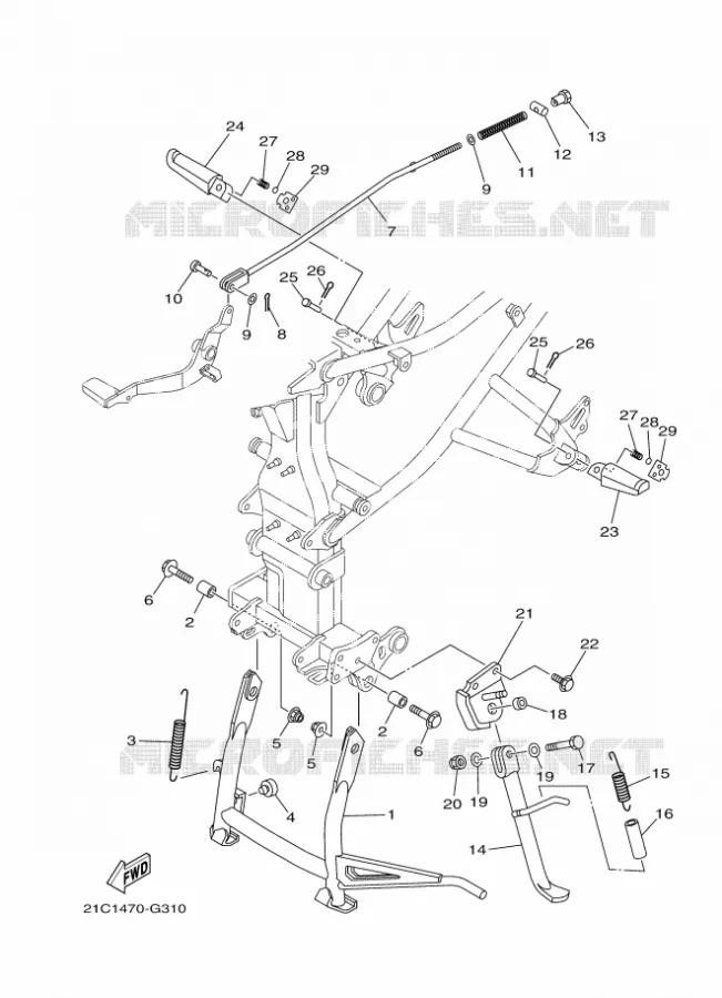 SUPPORT / REPOSE PIEDS 2 Yamaha MOTO 153 2010 BYZON  FZ16