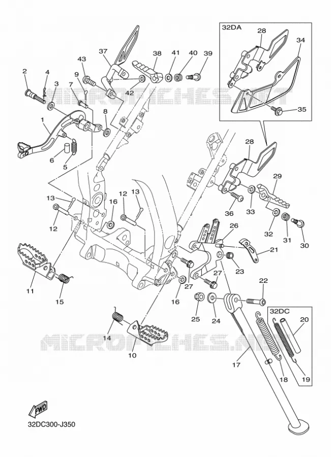SUPPORT / REPOSE PIEDS Yamaha MOTO 250 2010 WRX  WR250X