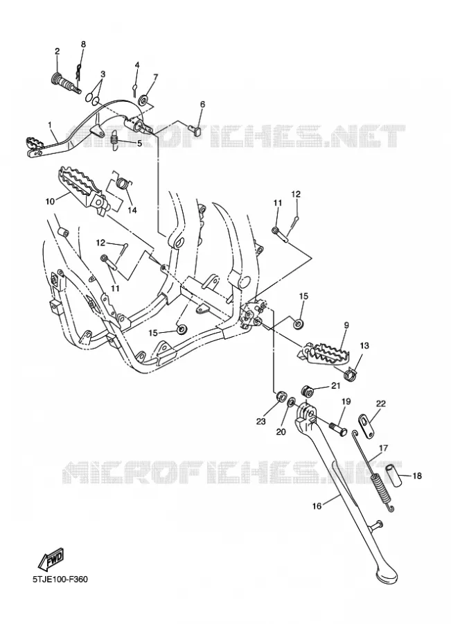 SUPPORT / REPOSE PIEDS Yamaha MOTO 450 2010 WRF  WR450F