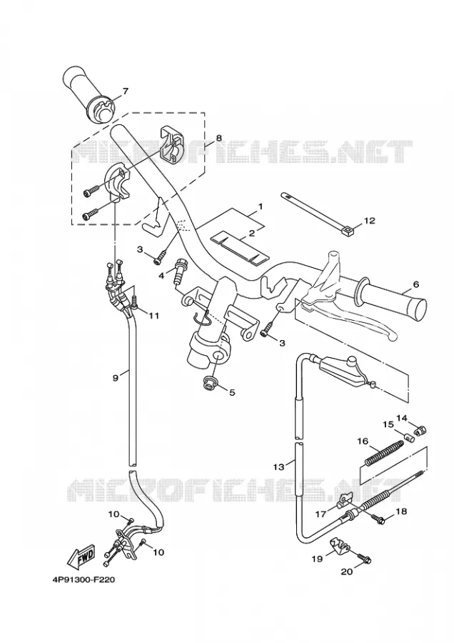 GUIDON ET CABLES Yamaha SCOOTER 125 2010 CYGNUS  XC125