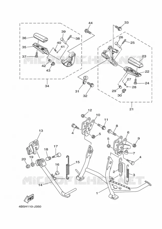 SUPPORT / REPOSE PIEDS Yamaha SCOOTER 500 2010 TMAX  XP500