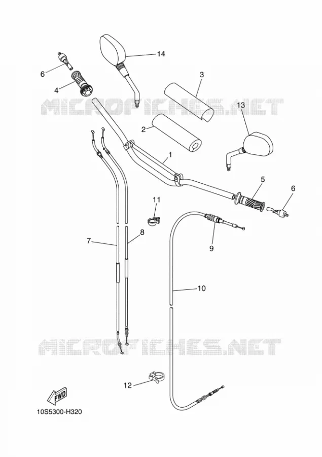 GUIDON ET CABLES Yamaha MOTO 660 2010 XTX  XT660X