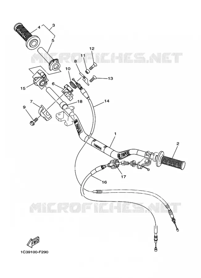 GUIDON ET CABLES Yamaha MOTO 125 2010 YZ  YZ125