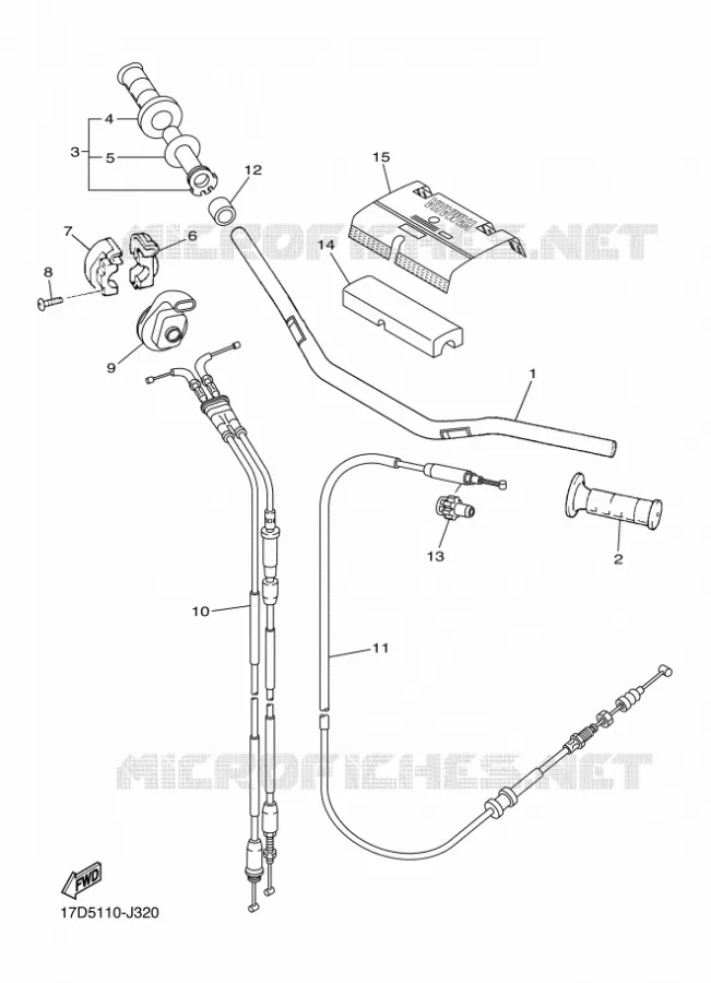 GUIDON ET CABLES Yamaha MOTO 250 2010 YZF  YZ250F