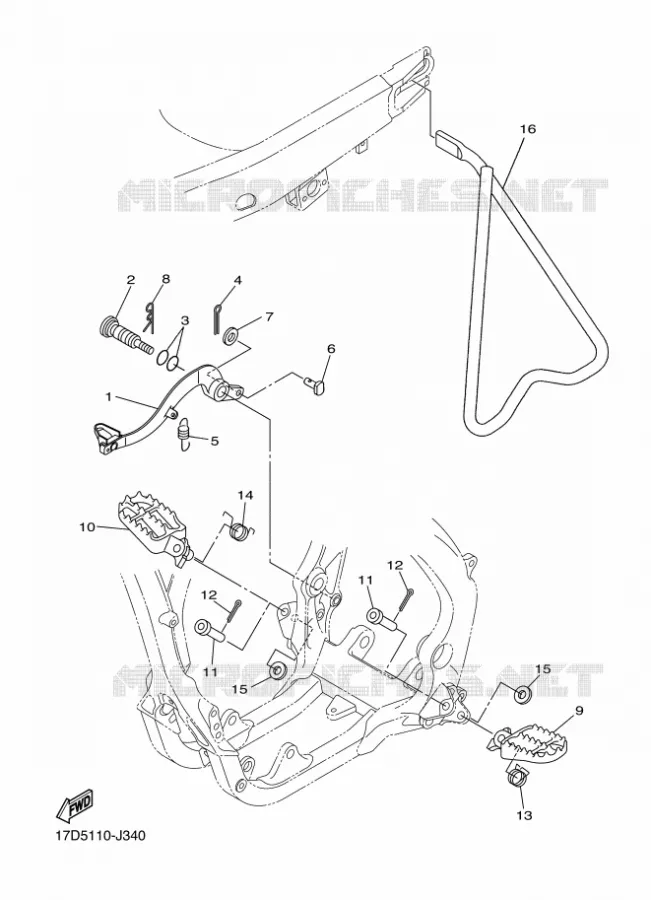 SUPPORT / REPOSE PIEDS Yamaha MOTO 250 2010 YZF  YZ250F